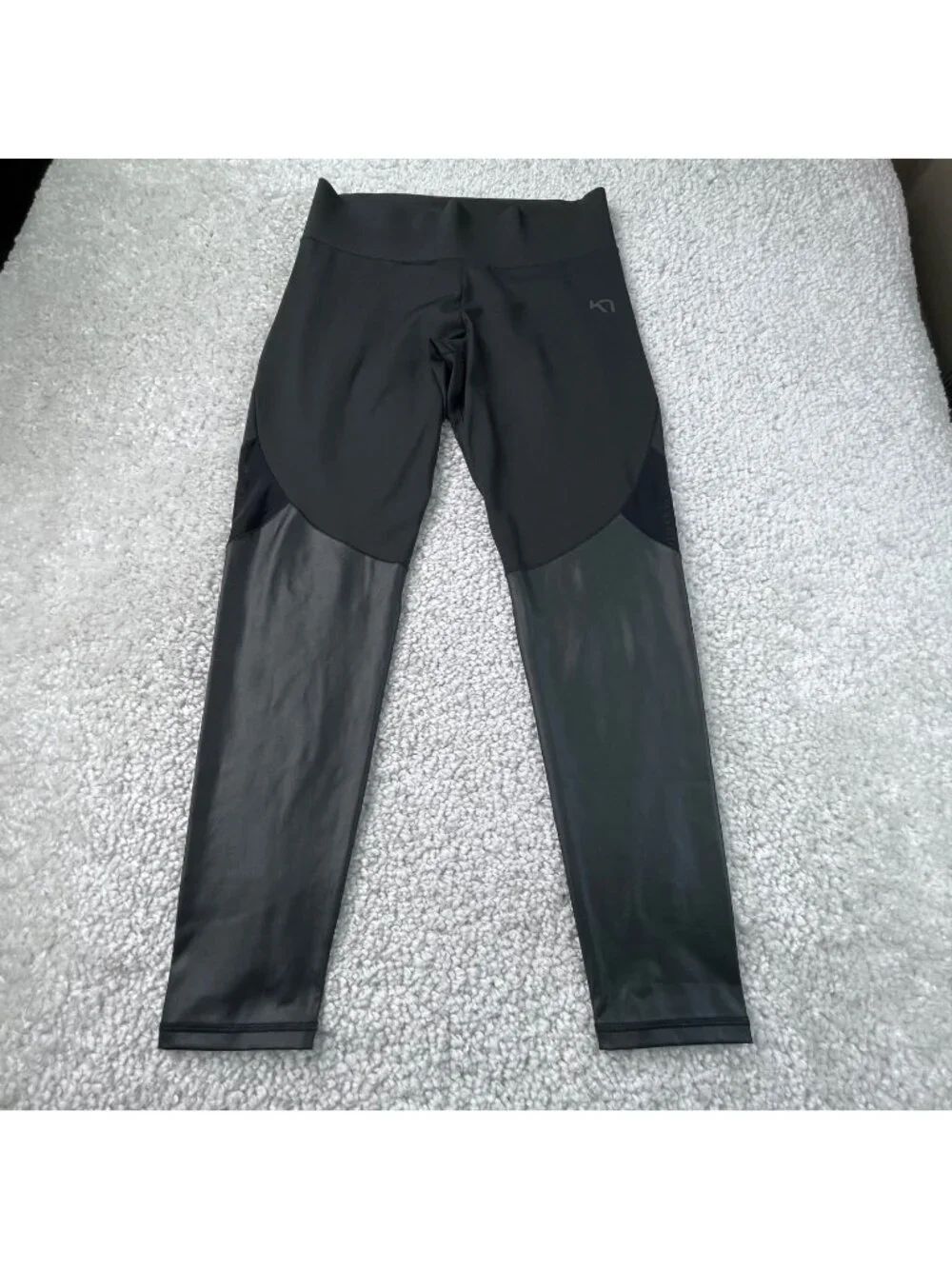 Kari Traa Black Mesh Insert Faux Leather Legging Womens XL